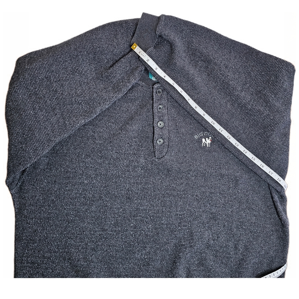 Vintage Big Dogs Henley Sweater Mens Large Grey Embroidered - Picture 7 of 11